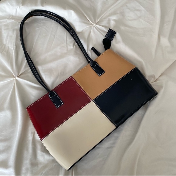 Vintage colourblock shoulder bag - Picture 1 of 3